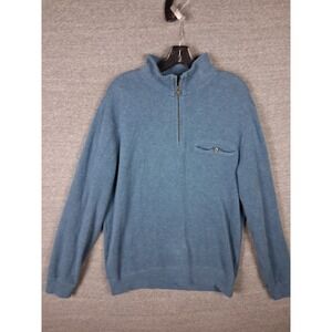 Pendleton Mens Sweater Medium Blue 1/4 Zip Knit Soft Pullover Cabincore Casual